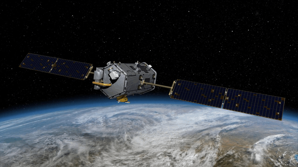 A satellite orbiting Earth