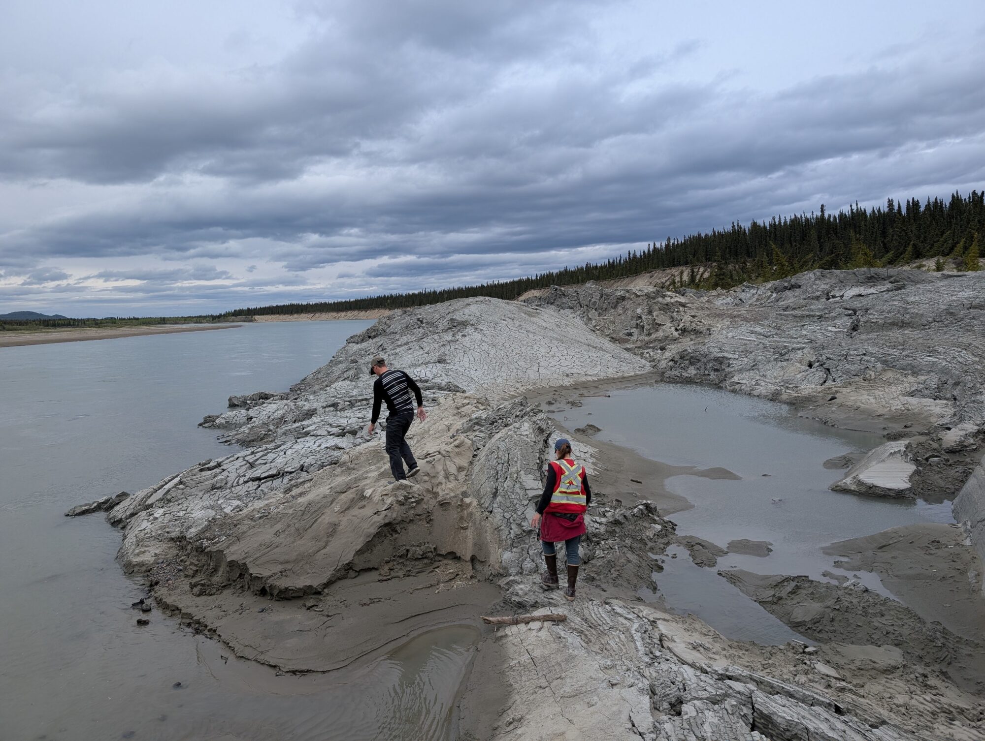 The uplifted toe of the May 2025 Yukon River landslide.