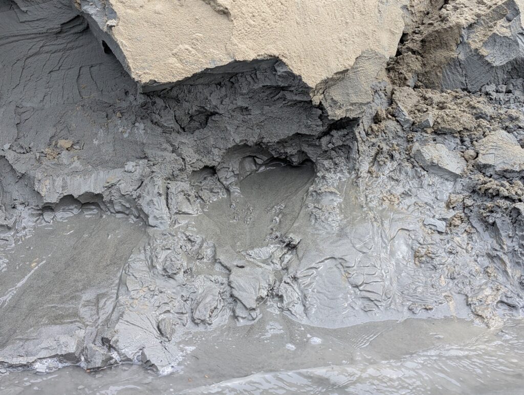 Seepage in the May 2025 Yukon River landslide.