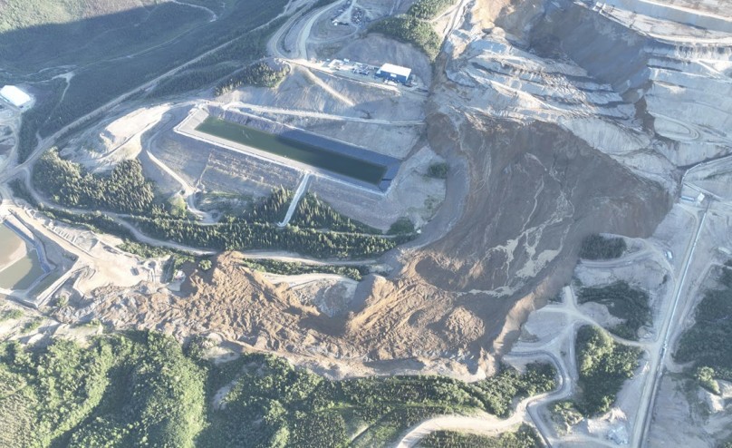 The upper portions of the landslide at the Eagle Gold Mine.