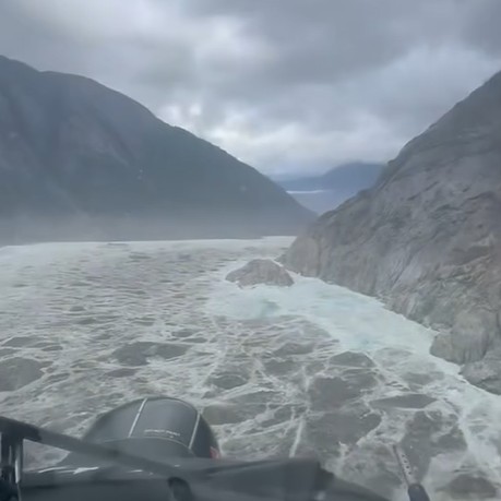 An initial view of the track of the 10 August 2025 landslide over the South Sawyer Glacier
