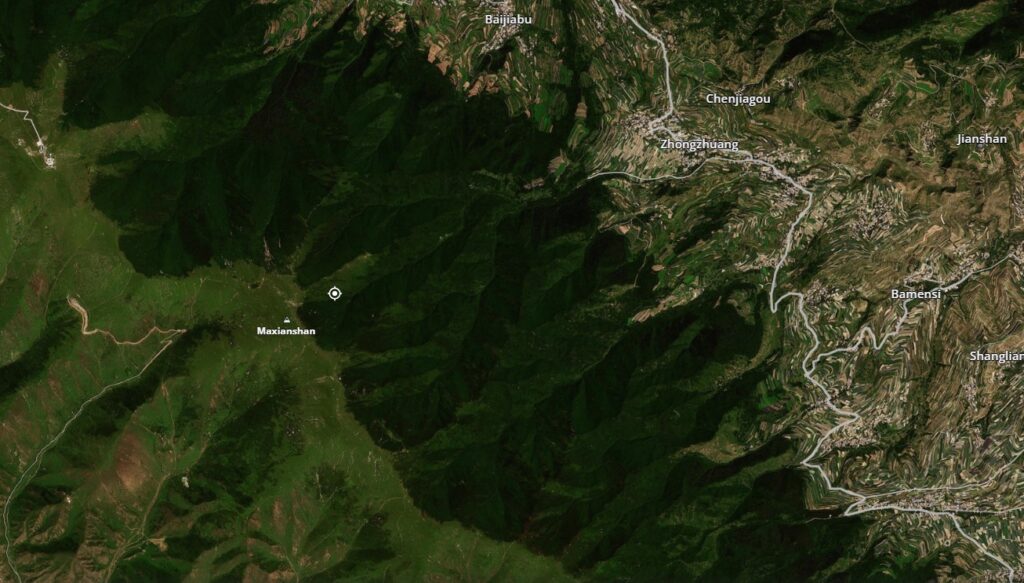 Planet Labs image of the source of the 7 August 2025 landslides and debris flows in Yuzhong County, Gansu Province.