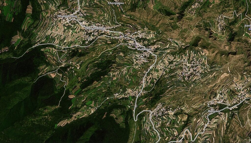 Planet Labs image of the downstream area affected by the 7 August 2025 landslides and debris flows in Yuzhong County, Gansu Province.