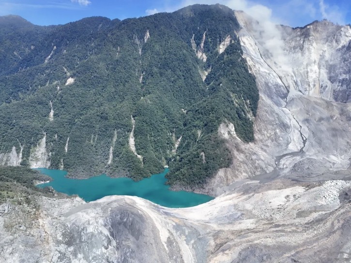 The barrier lake of the 21 July 2025 landslide in the Matia'an valley in Taiwan. Image by etaiwan.news.