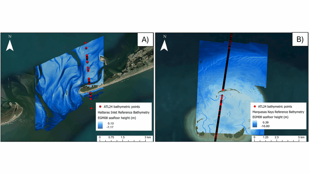Satellite images with lidar data.