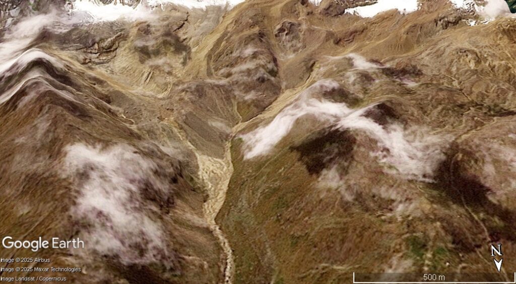 The upper part of the catchment above Dharali after the 5 August 2025 disaster.
