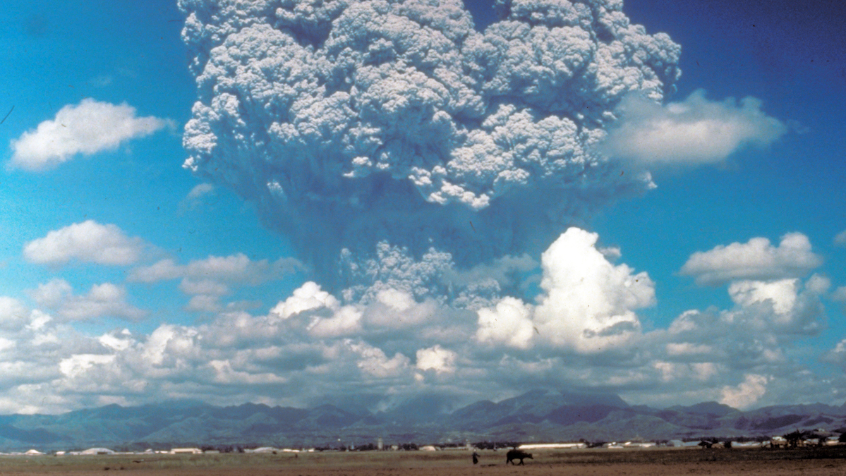 Mount Pinatubo, Philippines, erupts in 1991.