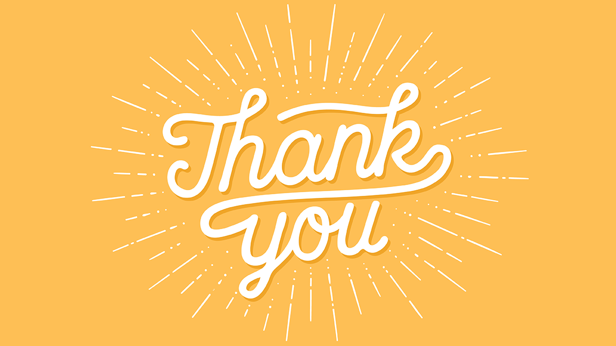 A graphic with the words "Thank you"