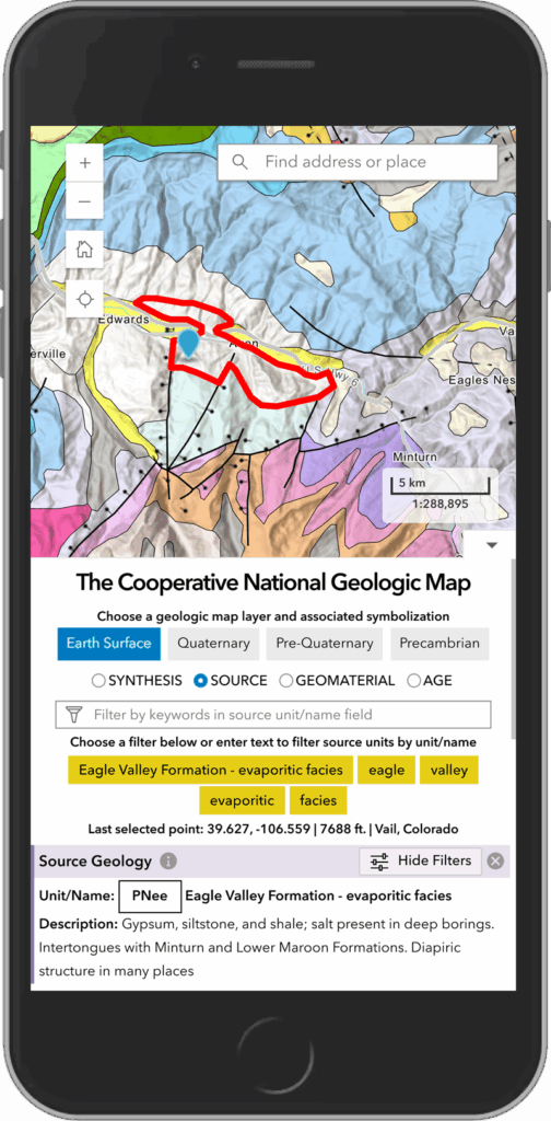 The Cooperative National Geologic Map on a mobile interface