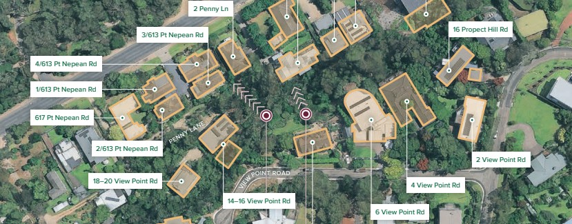 Map of the site of the 14 January 2025 McCrae landslide. Image from the Board of Inquiry report.