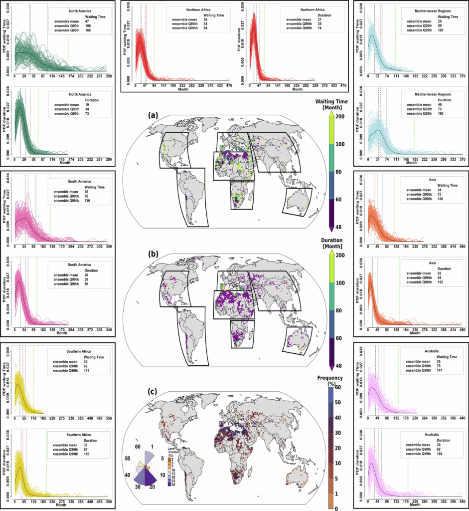 World map depicting areas most vulnerable to “day zero droughts,” largely concentrated in Africa and the Mideast.