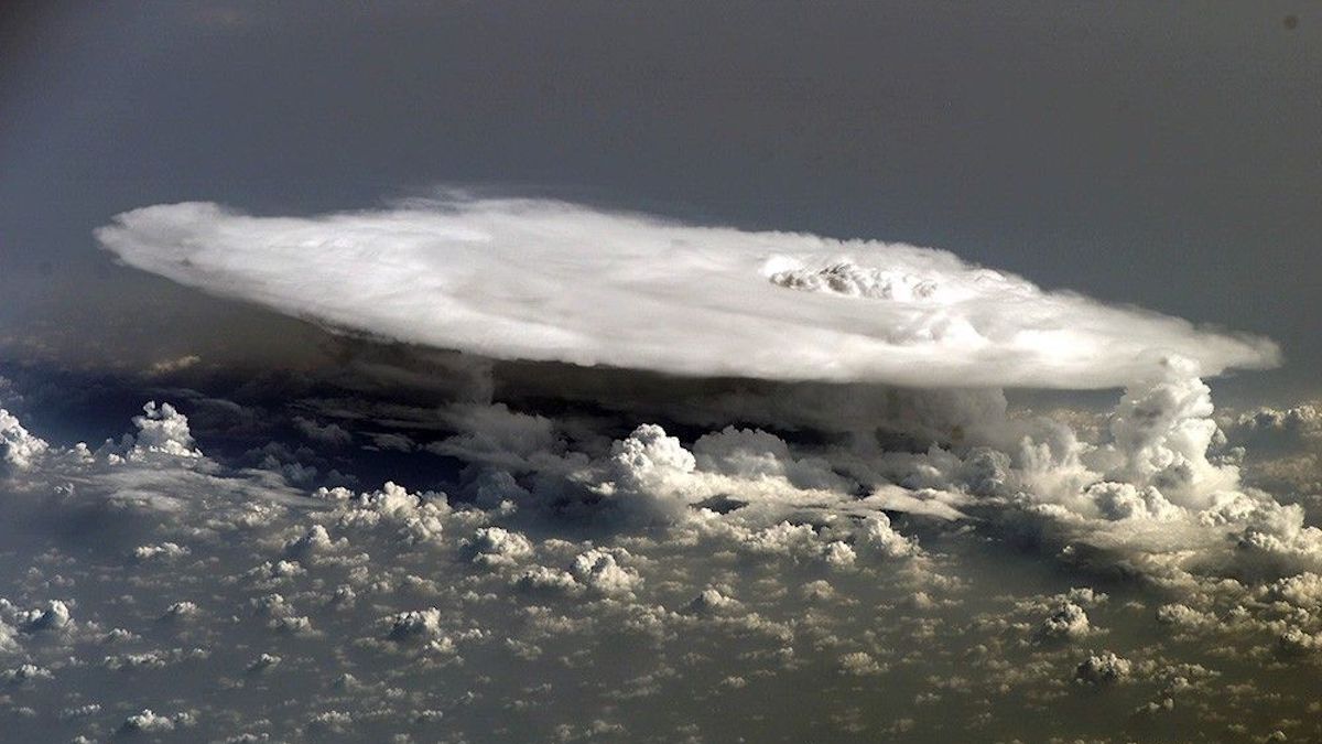 A large, anvil-shaped cloud
