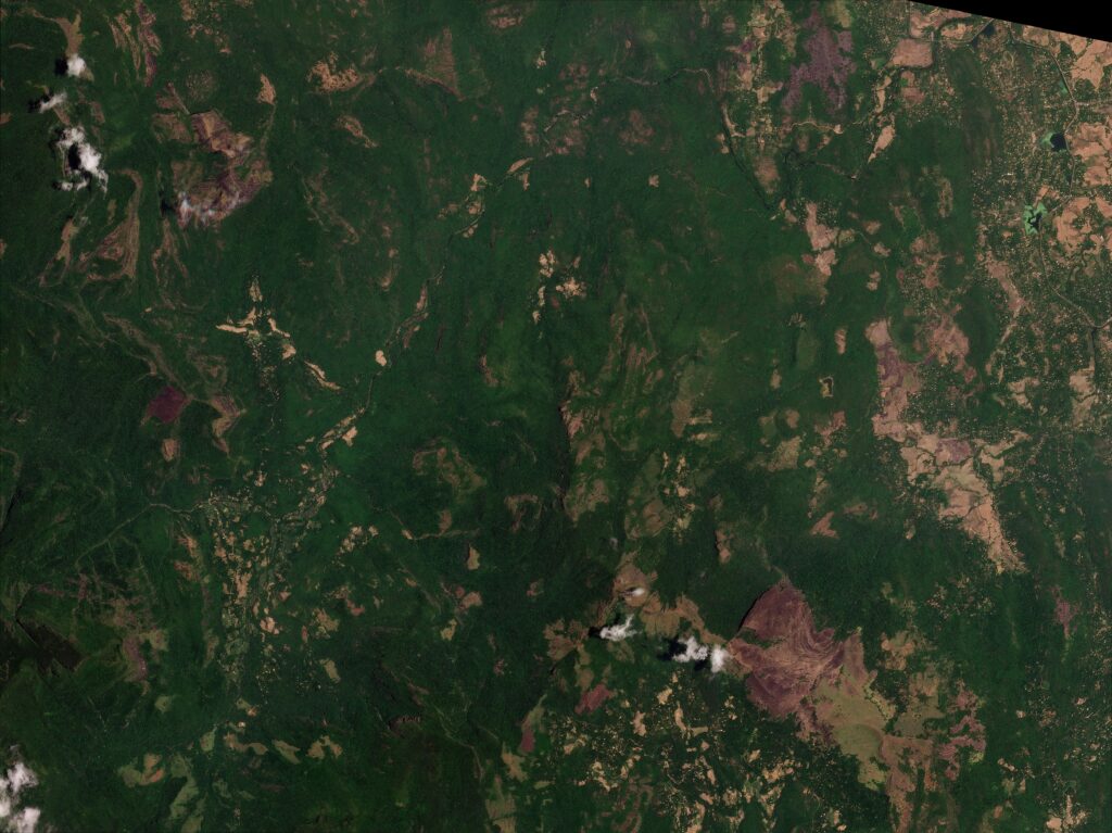 A satellite image of part the area affected by landslides triggered by Cyclone Ditwah in Sri Lanka. This image shows the area before the event.