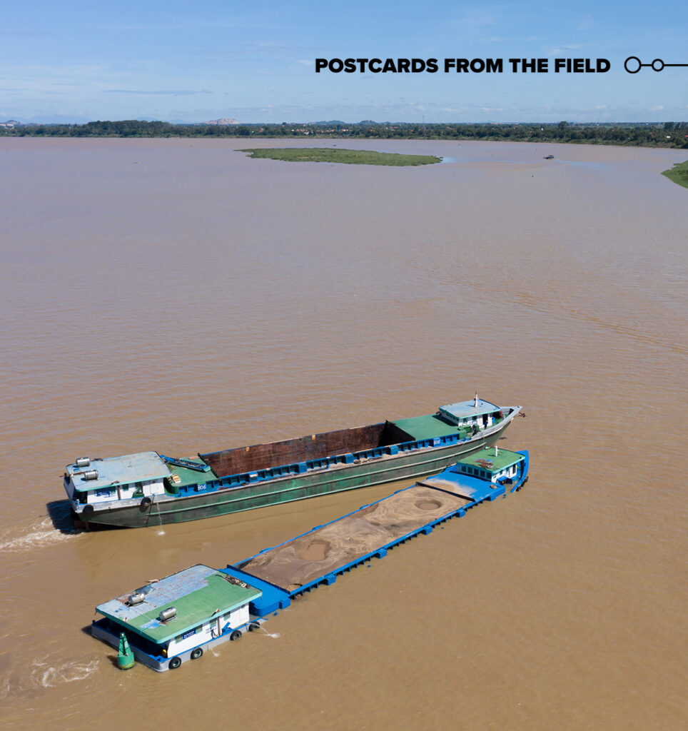 Sand barges on the Mekong River