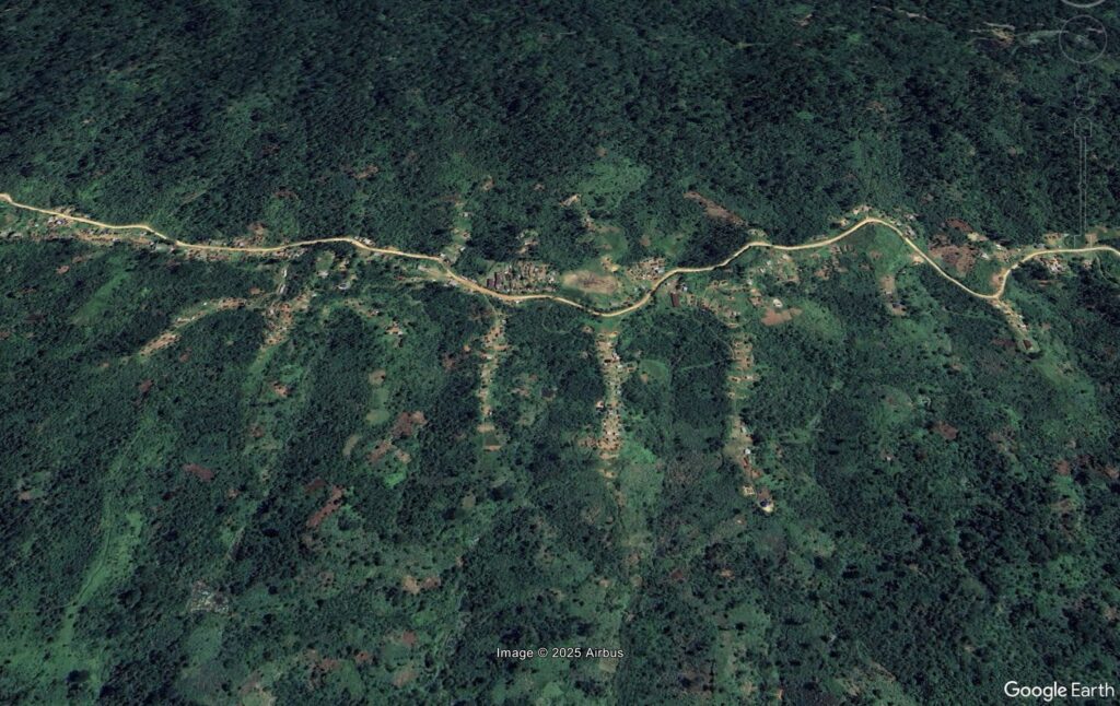 Google Earth imager of the general area of the 13 January 2026 landslide at Burutsi in D.R. Congo.