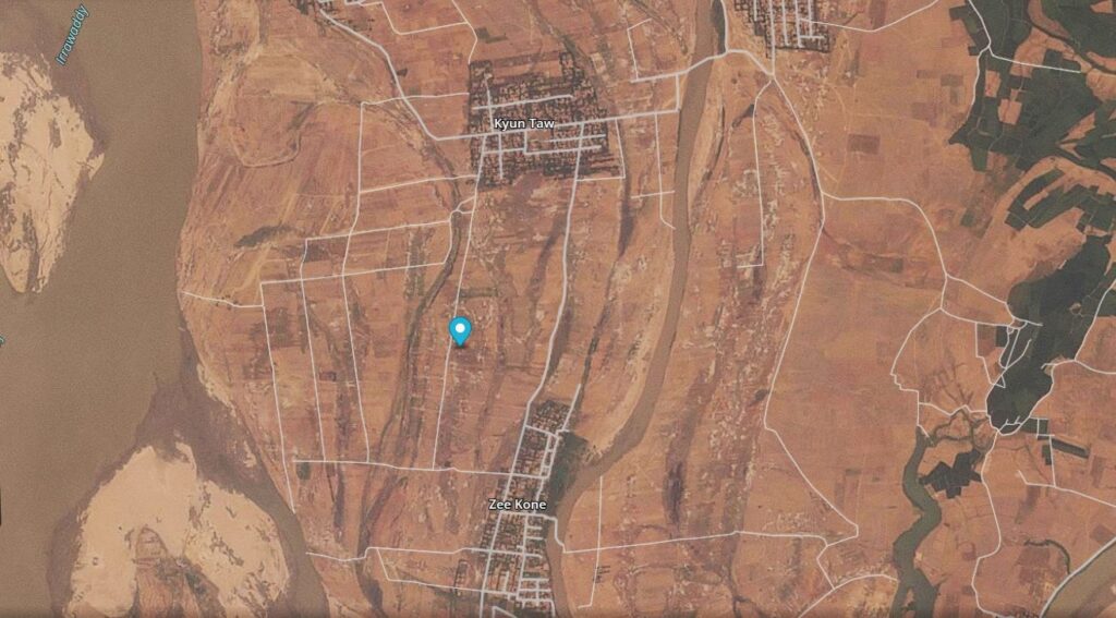 Satellite image of an area of Myanmar after the 2025 Mandalay earthquake.