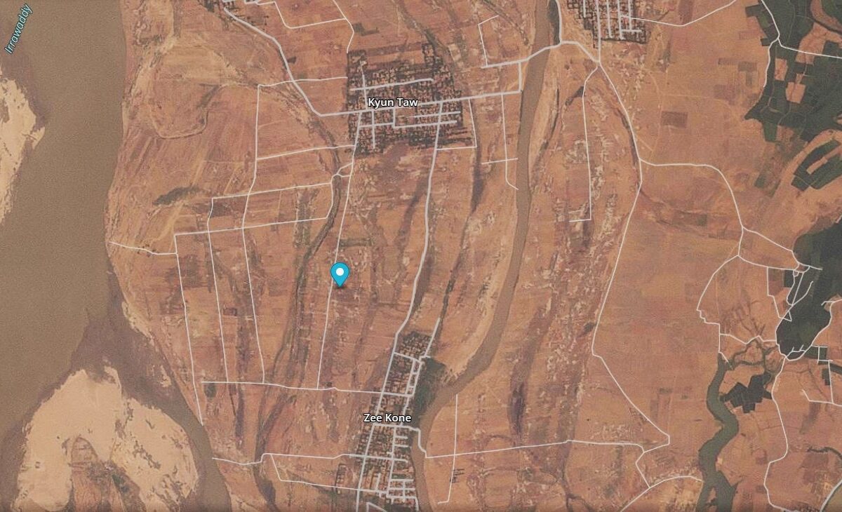 Satellite image of an area of Myanmar after the 2025 Mandalay earthquake.