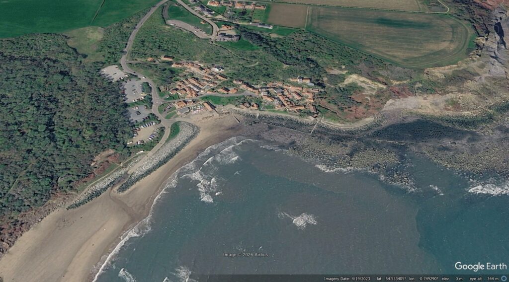 Google Earth view of Runswick Bay.