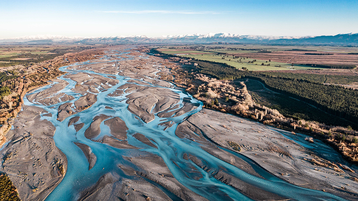 Photo of a braided river.