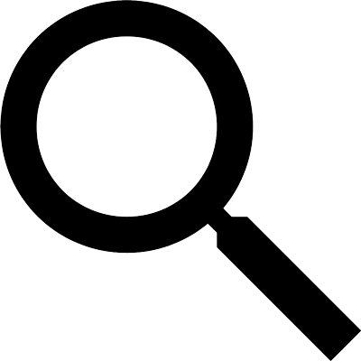 Icon of a magnifying glass tilted 45° counterclockwise