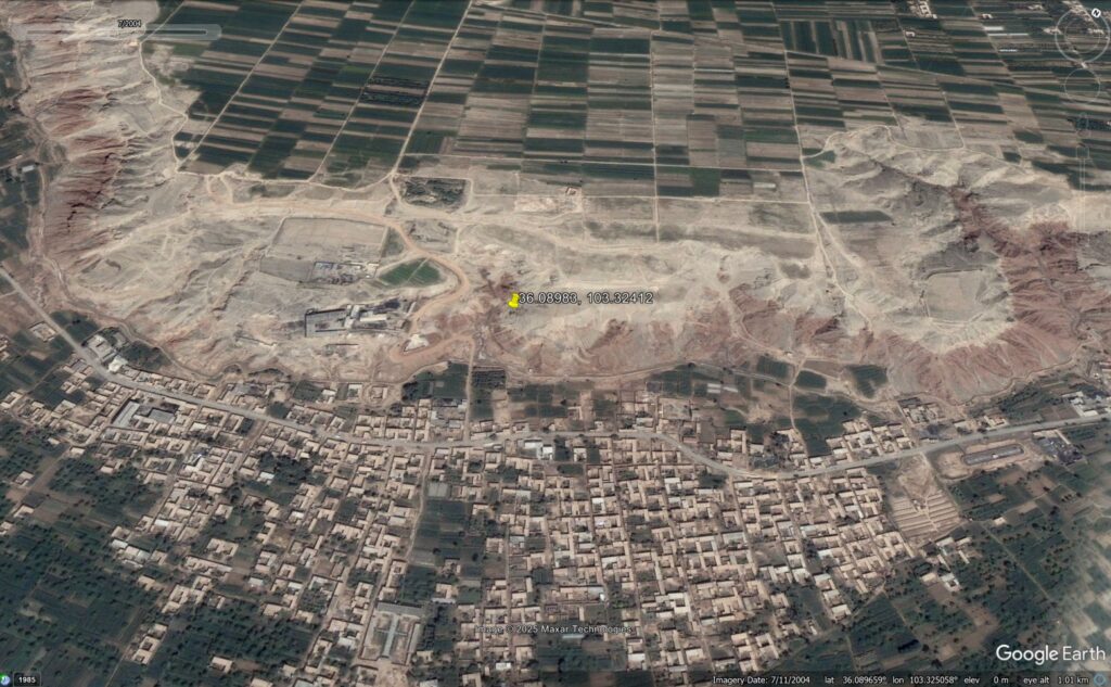Google Earth image of the Huangci landslide in 2004.