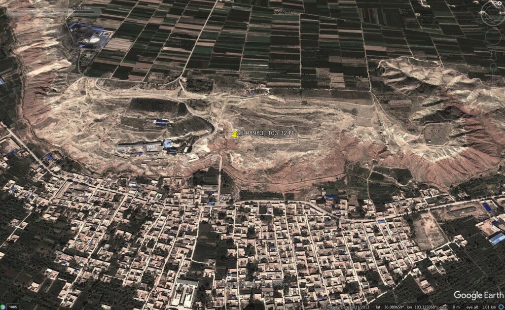 Google Earth image of the Huangci landslide in 2012.