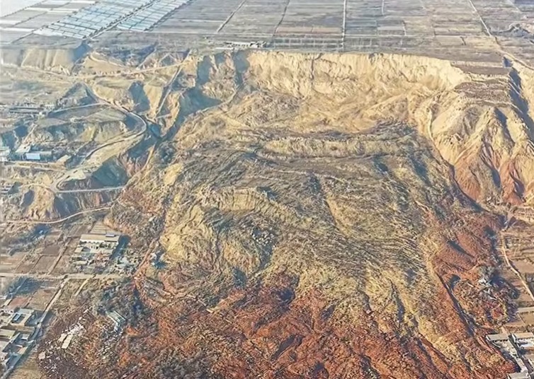 An image from a drone showing the aftermath of the 10 December 2025 Huangci landslide in China.