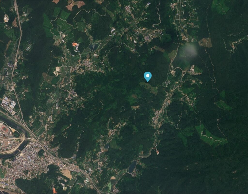 Planet Labs image of a part of the area affected by landslides during heavy rainfall in Sancheong County, South Korea on 19 July 2025.