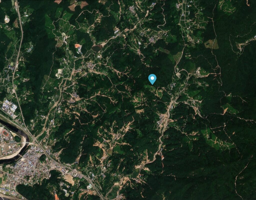 Planet Labs image of a part of the area affected by landslides during heavy rainfall in Sancheong County, South Korea on 19 July 2025.