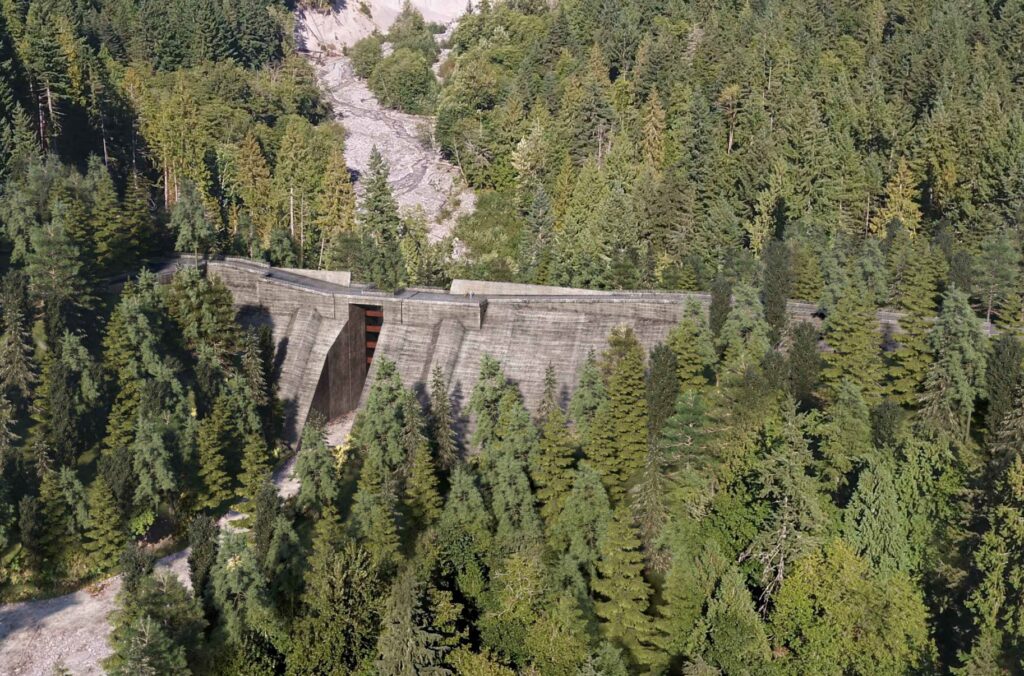 A render of the completed Cheekeye Debris Barrier.
