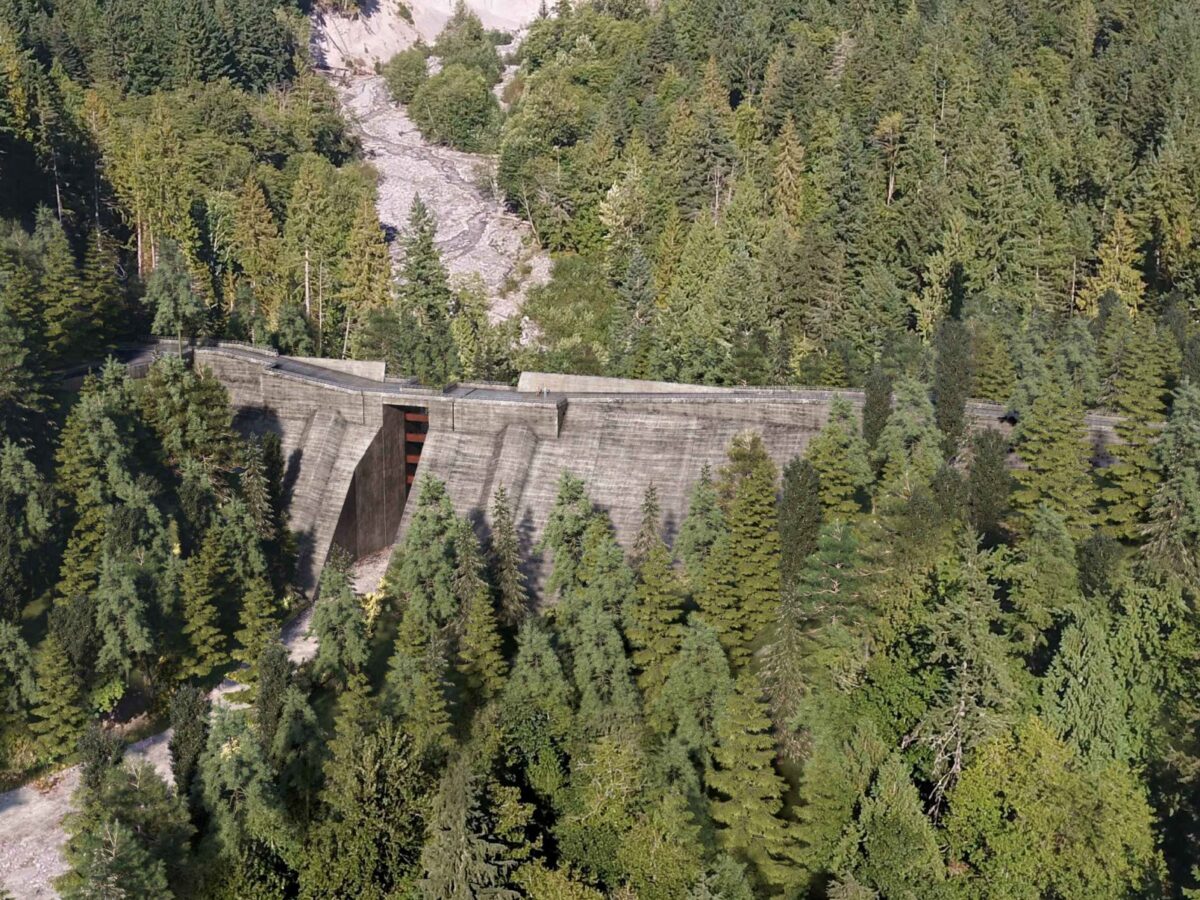 A render of the completed Cheekeye Debris Barrier.