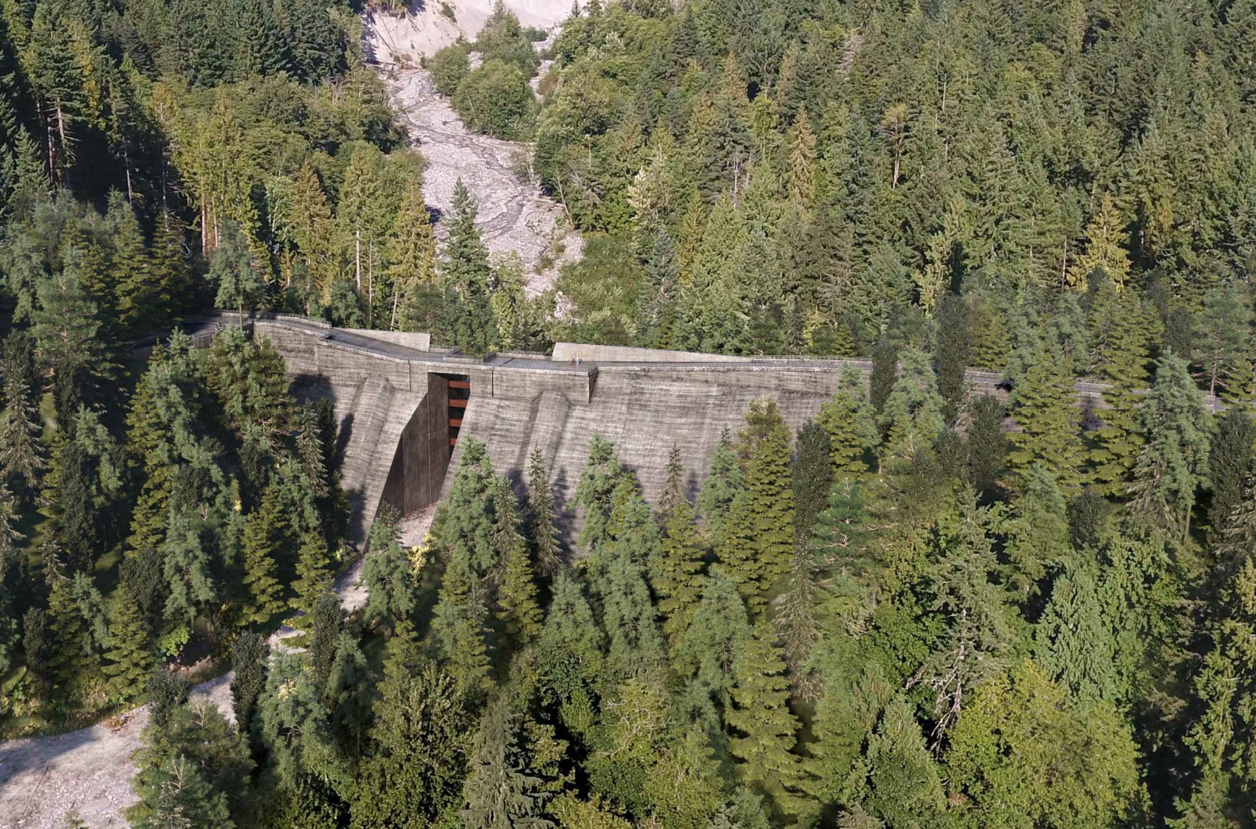A render of the completed Cheekeye Debris Barrier.