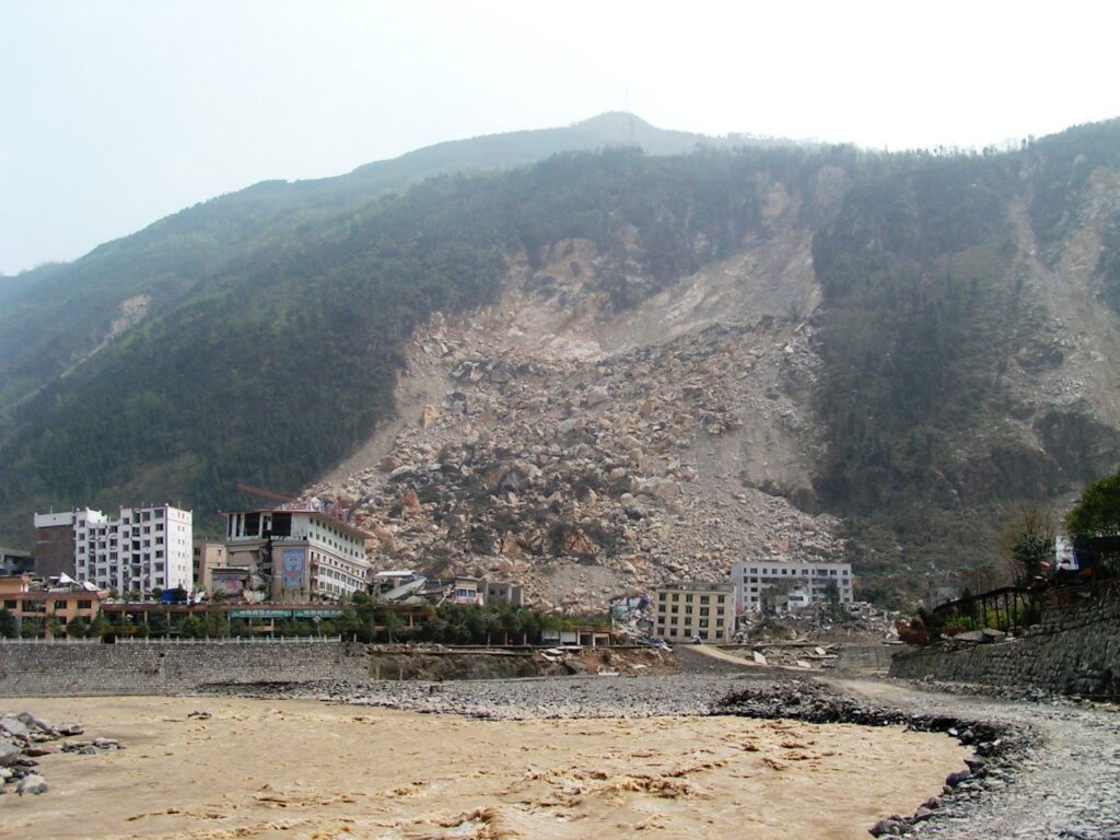 An earthquake triggered landslide from the 2008 Wenchuan earthquake.