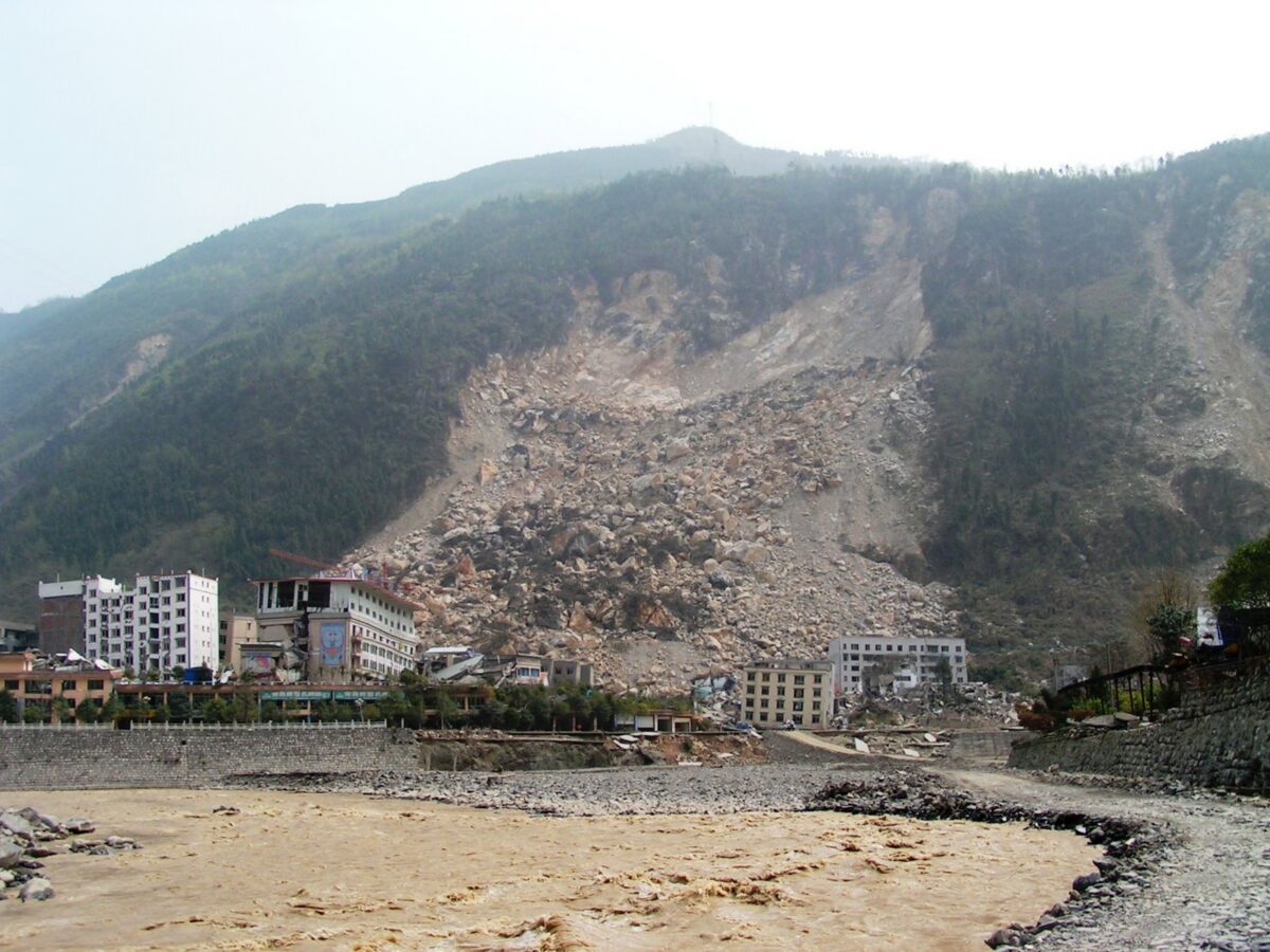 An earthquake triggered landslide from the 2008 Wenchuan earthquake.