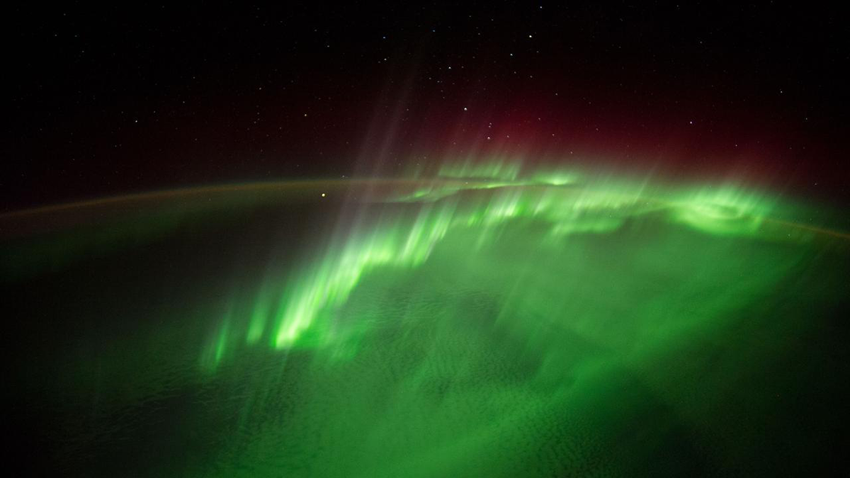 Photo of aurora taken from the International Space Station.