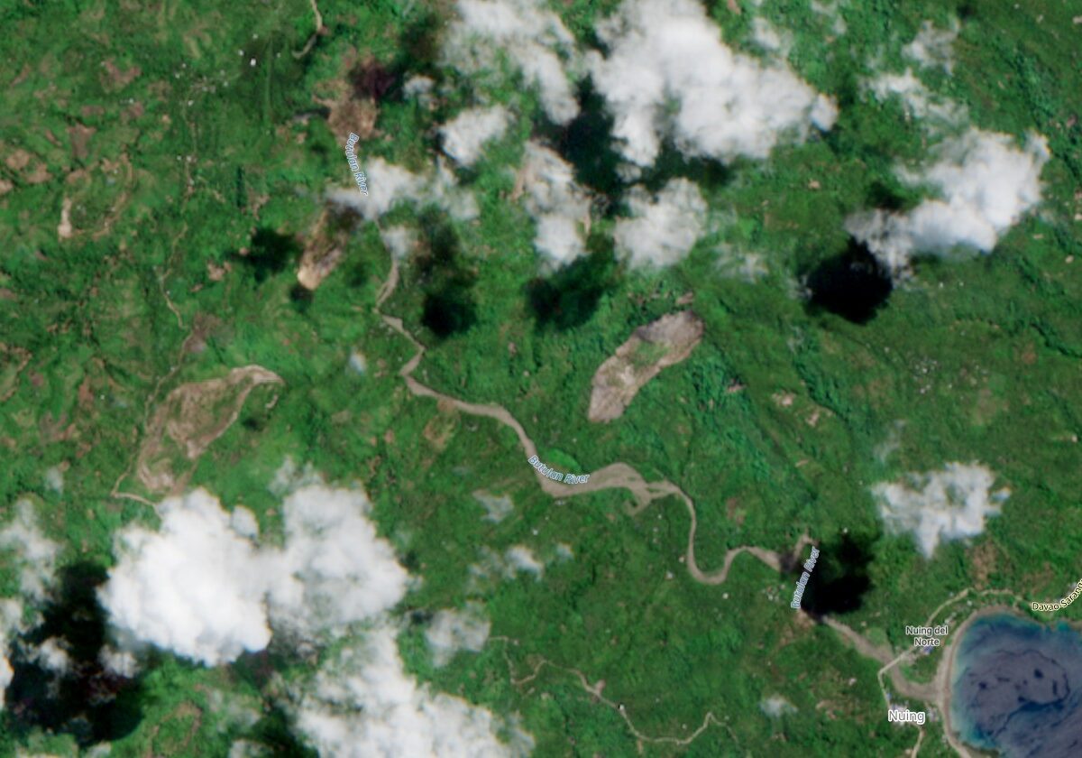 Sentinel 2 image dated 14 June 2026 showing landslides triggered by the Mindanao earthquake.