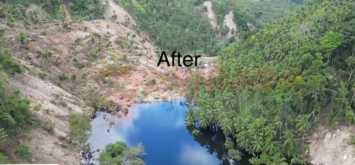 Unverified image from the Facebook page of Marina Barlizo Taping showing a valley-blocking landslide triggered by the Mindanao earthquake.