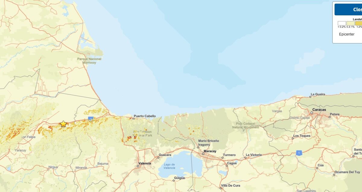 The USGS Pager landslide Map for the 24 June 2026 M=7.5 earthquake in Venezuela.