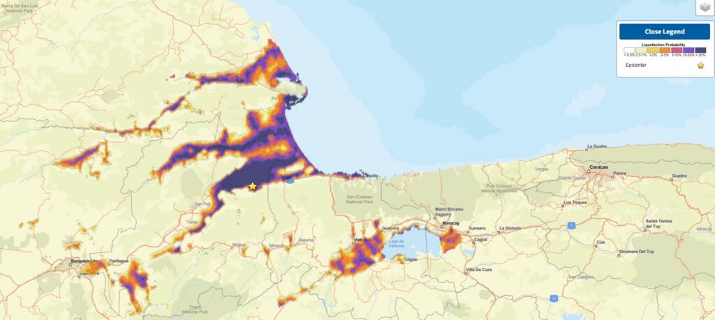 The USGS Pager liquefaction Map for the 24 June 2026 M=7.5 earthquake in Venezuela.