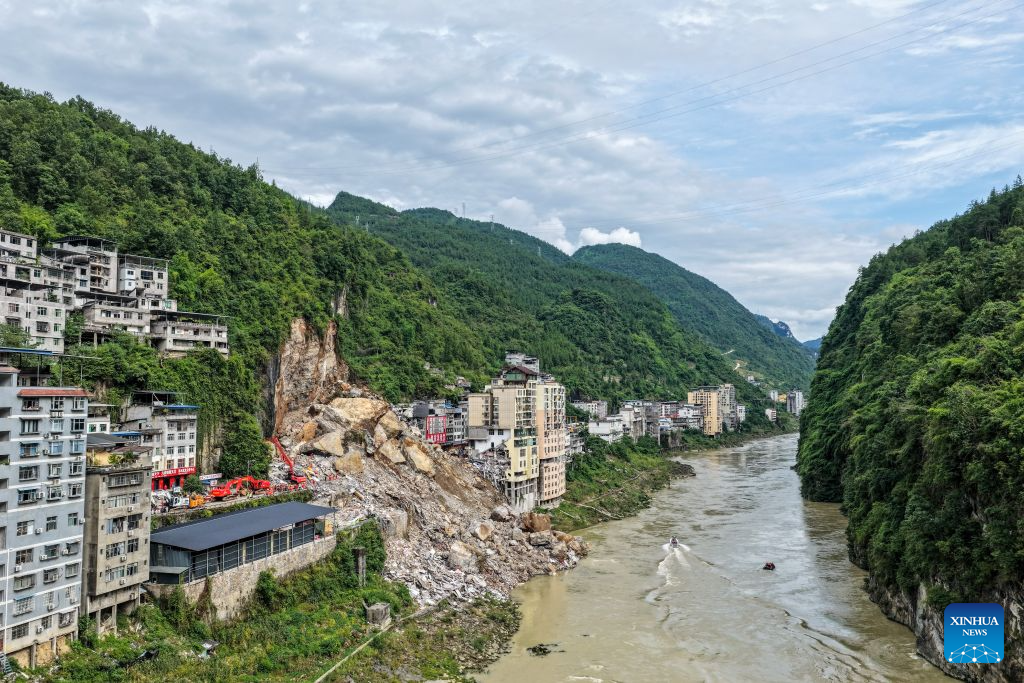 The aftermath of the 17 July 2026 landslide at Hanjia in Chongqing, China.