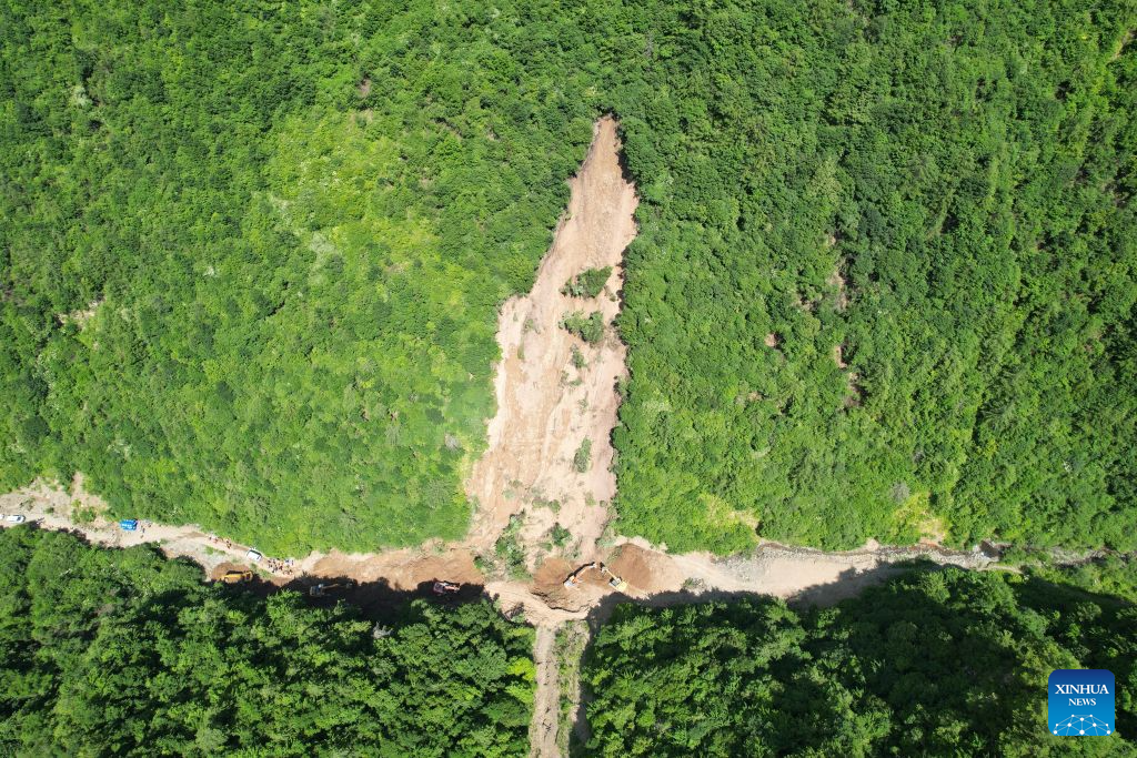 The aftermath of the 7 July 2026 landslide at Nanhe in Gansu Province, China.