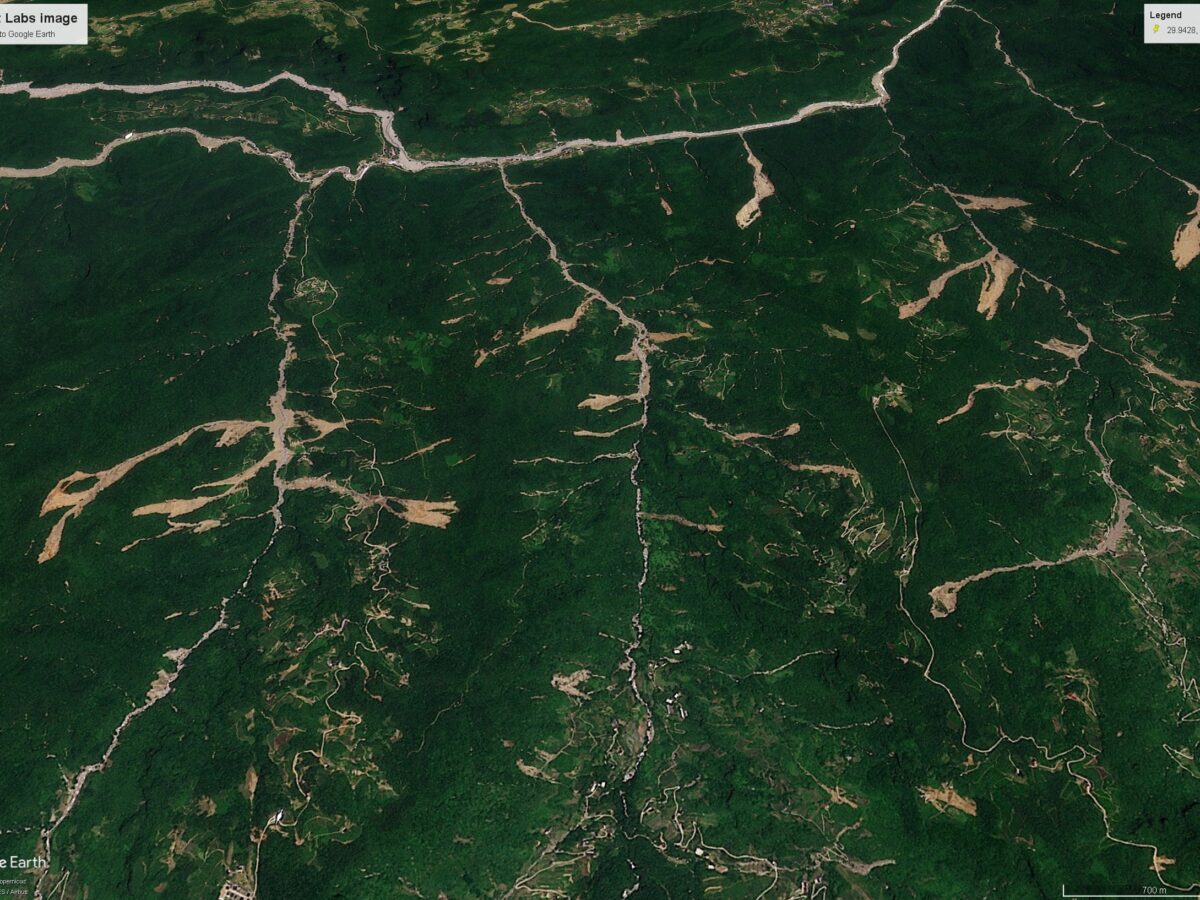 Planet Labs image of the smaller May 2026 landslides in Shimen County, China.