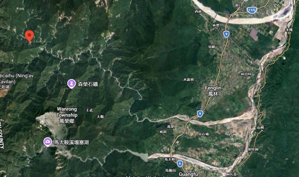 Google Map of the area downstream of the Wanlixi landslide.