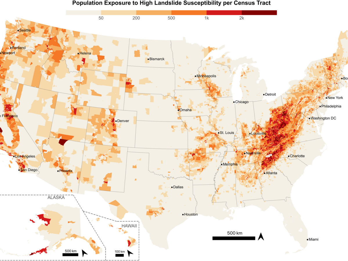 Population exposure to high landslide susceptibility in the United States