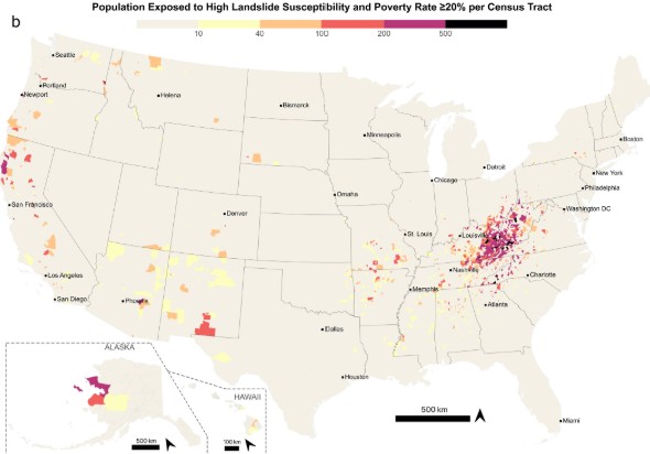 Poverty characteristics of the population exposed to high landslide susceptibility in the United States