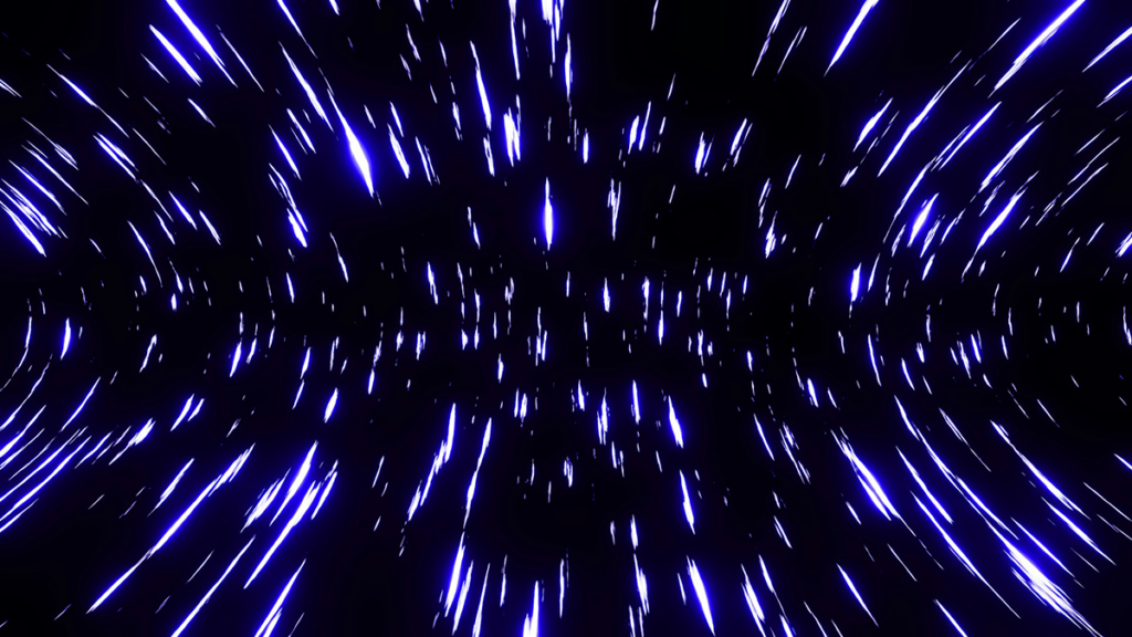 A warped image of stars in a black sky.