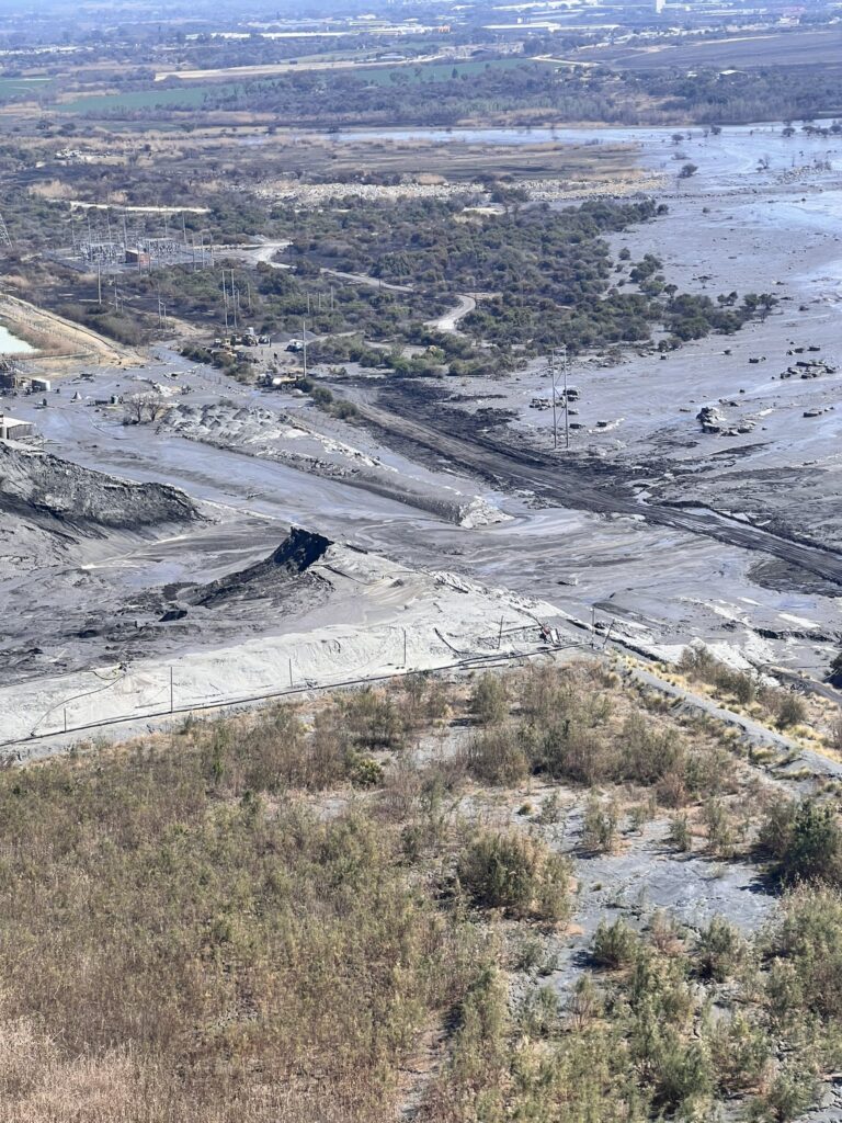 The aftermath of the TSF failure at the Samancor Dikwena Chrome Mine tailings storage facility near Brits. Image released by the Department of Mineral and Petroleum Resources on social media.