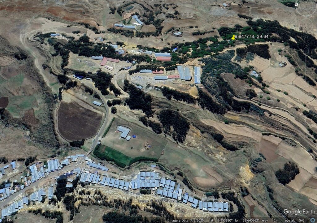 Google earth image of the Debre Metmik Tsadkane Mariam Monastery.