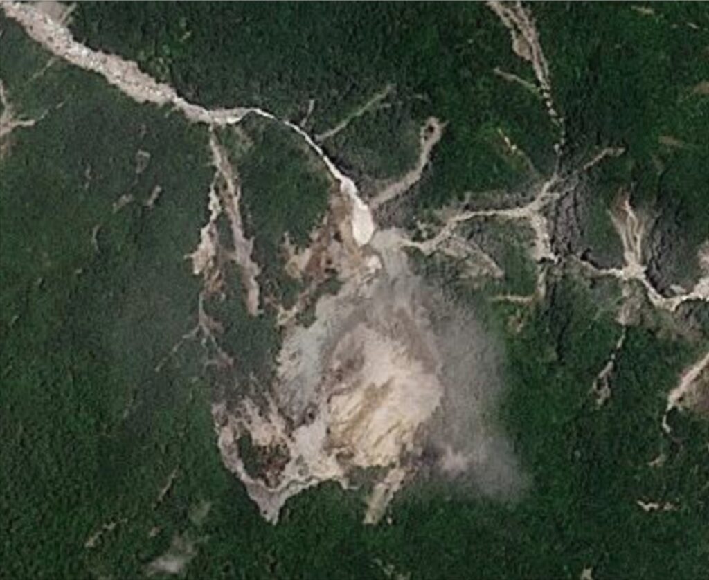 Satellite image of the site of the Wanlixi landslide on the day before the failure.