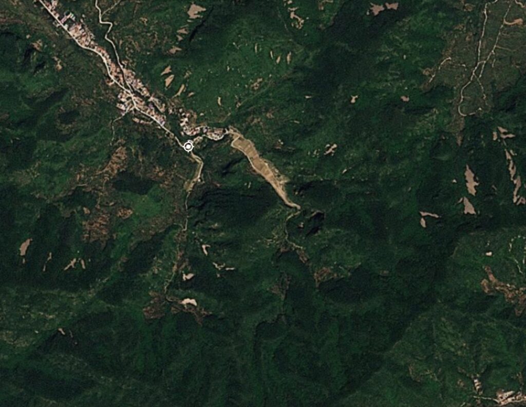 Planet Labs image of part of the area in Yanghsan, Hebei, China  affected by the July 2026 landslides.